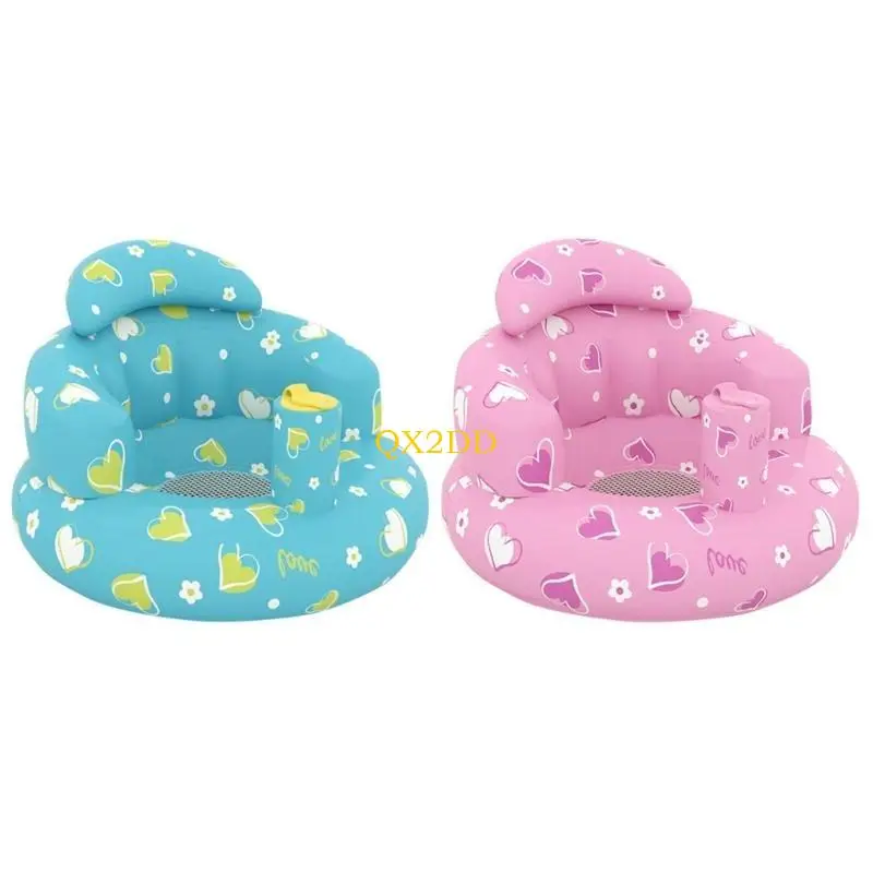 QX2D Sillón inflable para niños, silla inflable apoyo para niños pequeños, cómodo sofá para bebés, asientos mejorados, sofá - imagen 2