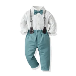 Traje elegante niño otoño camisa blanca pajarita