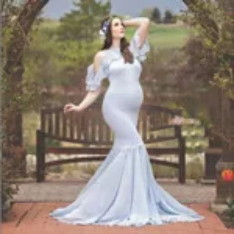 Vestido premamá de volantes fuera del hombro para fotos - imagen 4