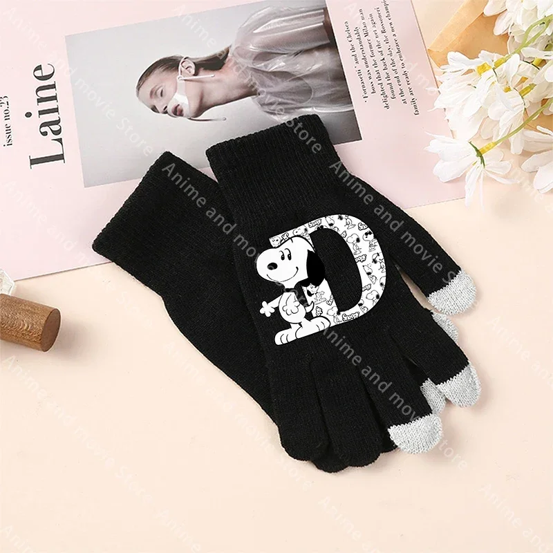 Guantes de 7,48 pulgadas para adultos Snoopys hombre mujer dibujos animados Anime carta pantalla guantes invierno cálido Anime moda nuevos regalos lindos de cumpleaños - imagen 4