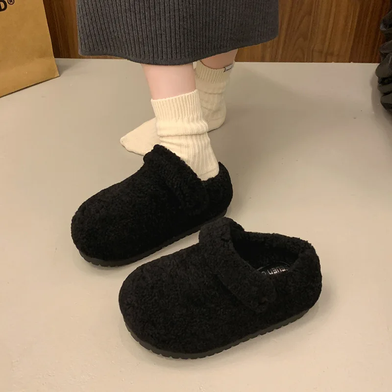 Zapatillas de plataforma en piel sintética con suela felpa suave - imagen 3