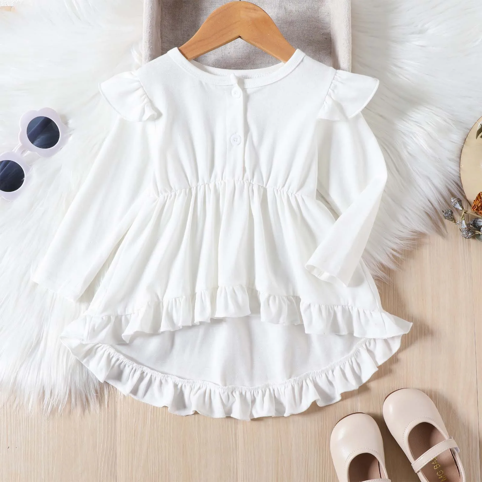 Conjunto primavera otoño niñas tops volantes y pantalones acampanados
