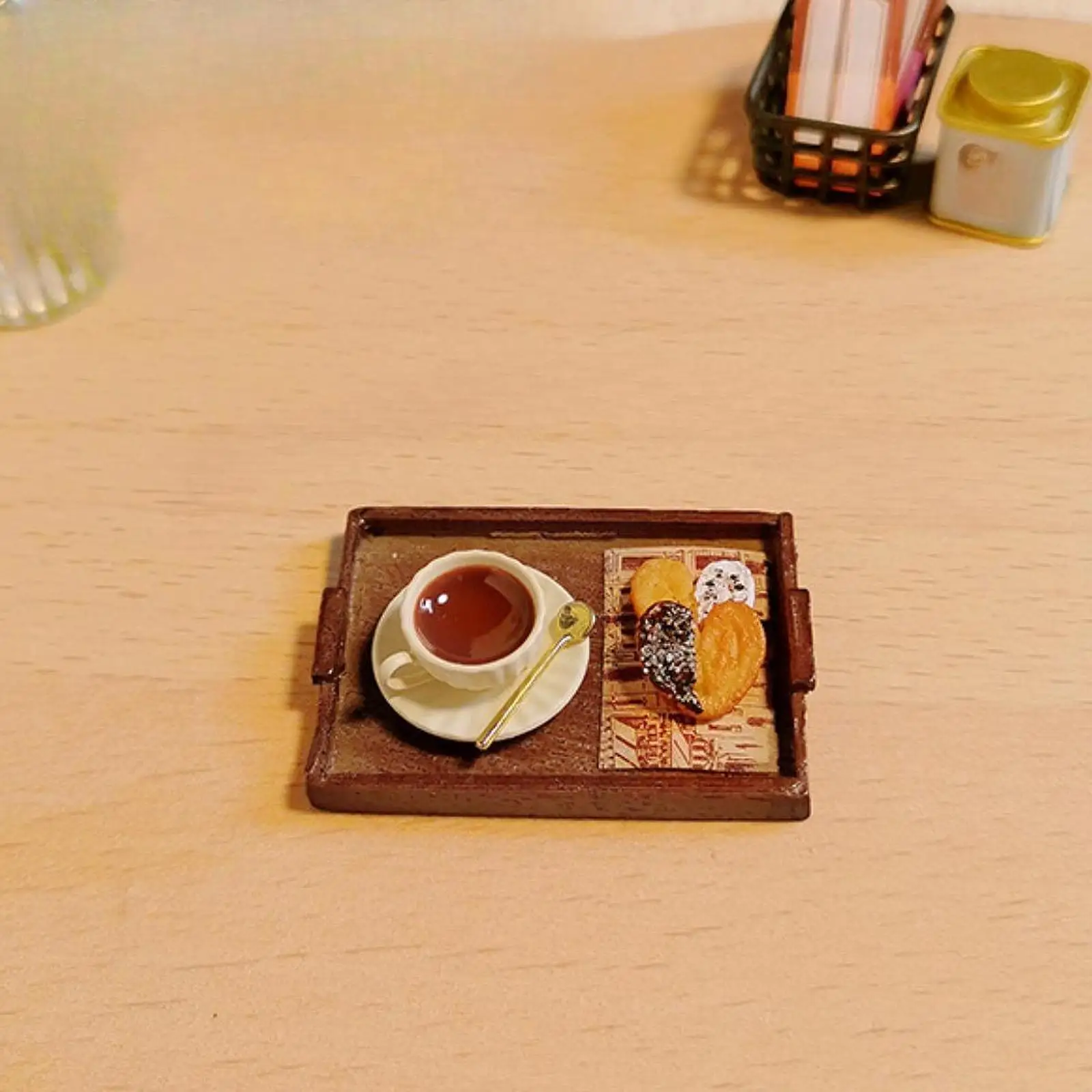 Dollhouse Accessories,Afternoon Tea Toy Model,Miniature Scene Model Miniature Play Foods for Desktop Restaurant Dining Table
