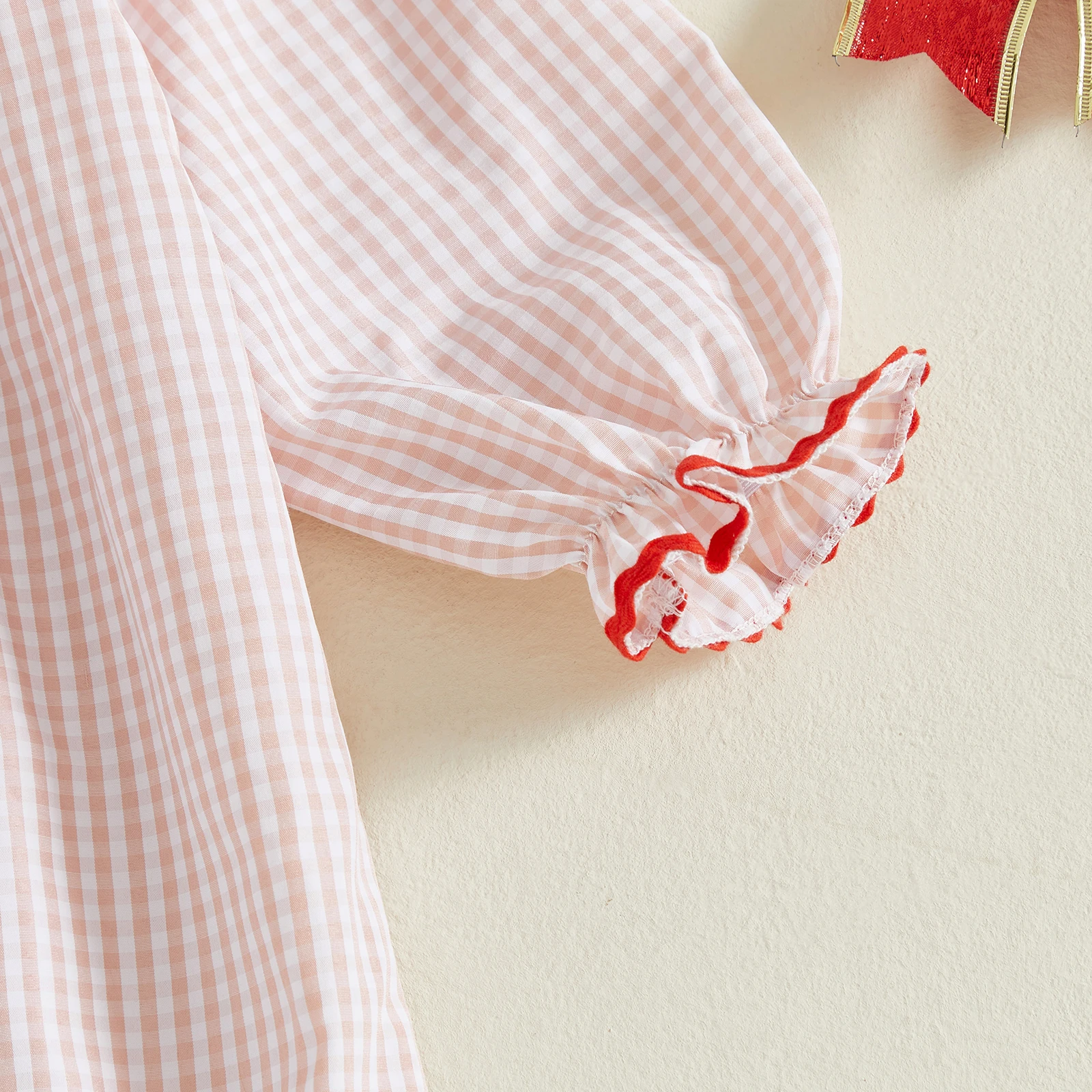 Pelele a cuadros para niñas de 0 a 18 meses, mono de burbujas de Navidad de manga larga con cuello redondo a la moda - imagen 5