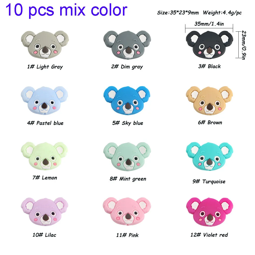 10pcs mix koala head