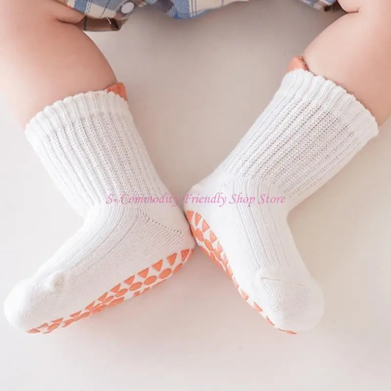 85AE 3 pares calcetines tobilleros para bebé, calcetines agarre elástico alto, calcetines con agarre para niños pequeños, - imagen 4