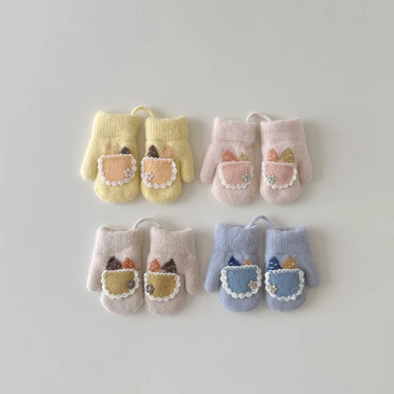 Manoplas de conejo para niña con cordón antipérdida - imagen 5