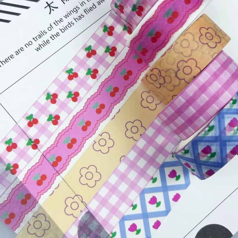 Pegatinas de tulipanes y flores con cinta washi decorativa - imagen 5