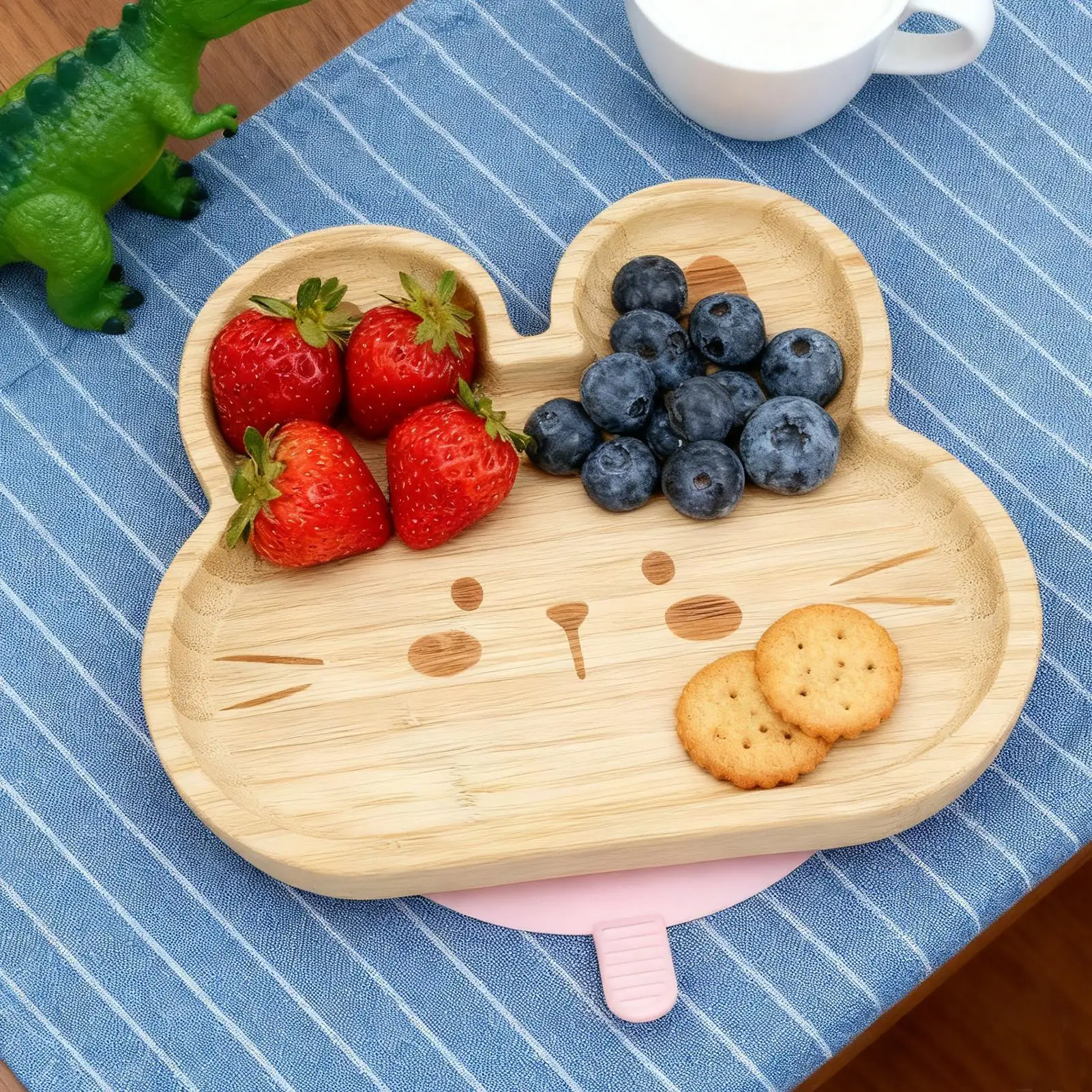 Juego de vajilla para niños, plato dividido de dibujos animados y mantel individual, juego de vajilla para niños de dibujos animados para acampar, comedor al aire libre, viajes - imagen 3