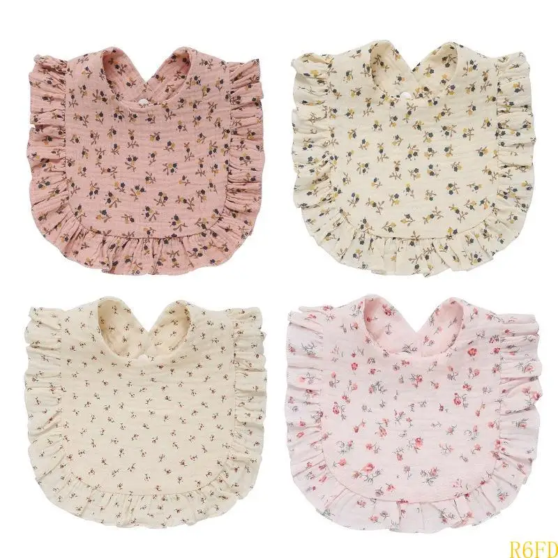 R6fd babero para niños niña 0-24 meses babero babeo floral transpirable con hebilla escondida hebilla sueño dentición - imagen 2