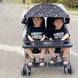 Carrito de bebé plegable para gemelos, herramienta de deslizamiento compacta, ligero, reclinable, portátil