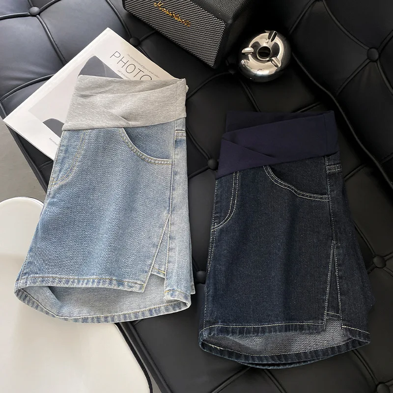 Pantalones vaqueros de mezclilla de maternidad holgados de talla grande de verano pantalones cortos de cintura baja para mujeres embarazadas ﻿ - imagen 4