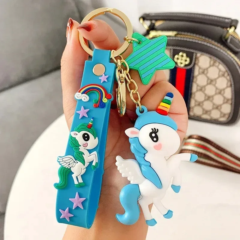 LLavero de unicornio arcoíris, llavero de dibujos animados, colgante creativo para bolso de coche, decoración de animales, pequeño regalo para mujeres y niñas, 1 ud. - imagen 3