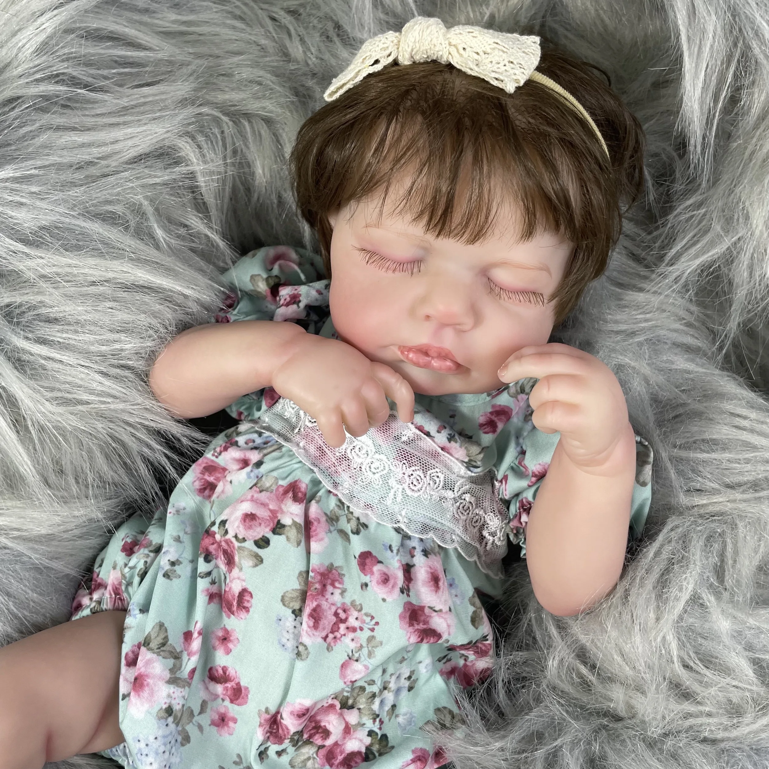 Muñecas de bebé LouLou Reborn terminadas de 50CM con trasplante de cabello, cuerpo completo de vinilo o tela, piel 3D, venas visibles para regalo de niñas - imagen 3