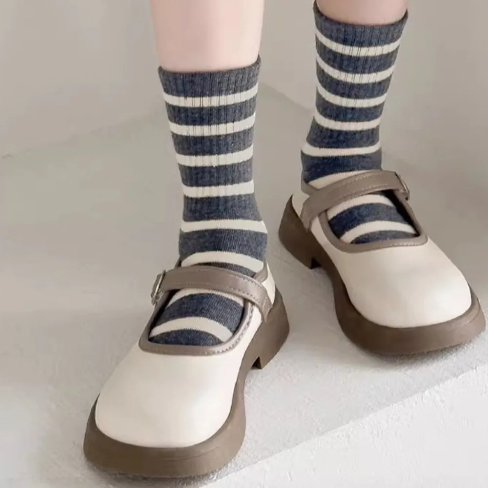 Calcetines de tubo medio rayados para niño – Algodón transpirable y cálido - imagen 2