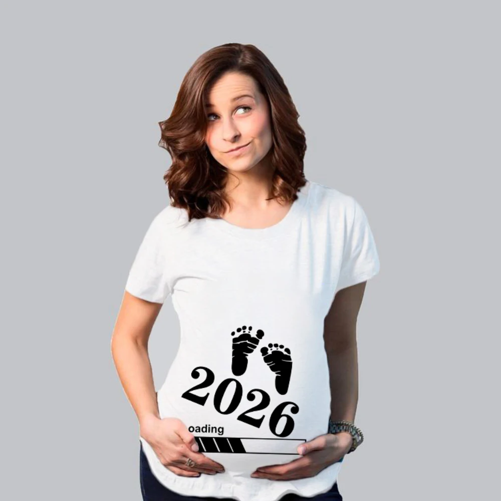 Camisas de maternidad con estampado de carga de bebé 2026, camiseta de anuncio de embarazo para mujer, ropa de embarazo femenina, camisetas de verano para nueva mamá