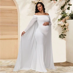 Vestido embarazo malla con chal sirena para fotos premamá