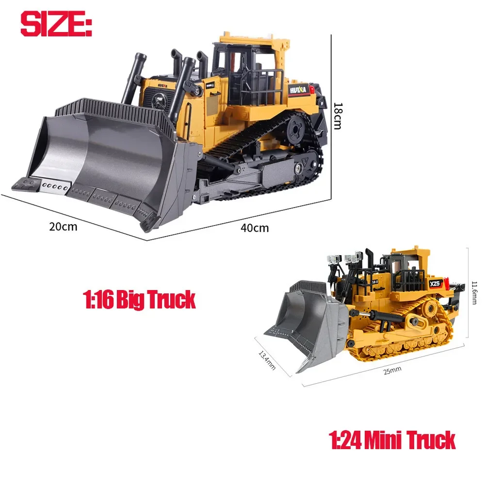 HUINA 1554 RC Bulldozer Rc Bagger excavadora sobre orugas 2,4G coches de Control remoto camiones RC para adultos RC Tractor Bagger remolque regalo - imagen 5