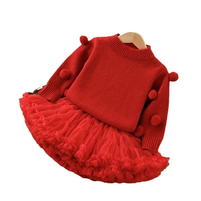 Conjunto de jersey y falda abullonada para niña otoño invierno - imagen 3
