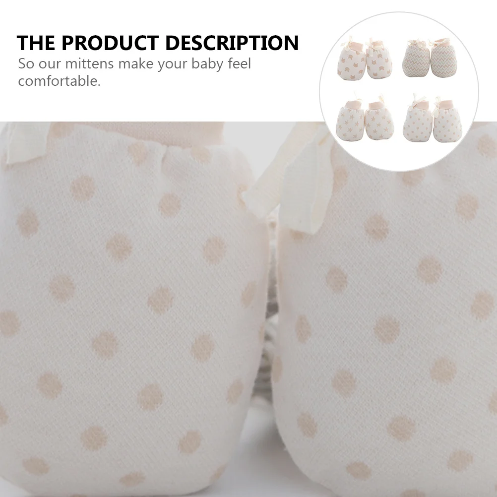 4 pares de guantes antiarañazos para bebé, manoplas cálidas de invierno, guantes de protección infantil de algodón suave para recién nacido, muñeca ajustable - imagen 2