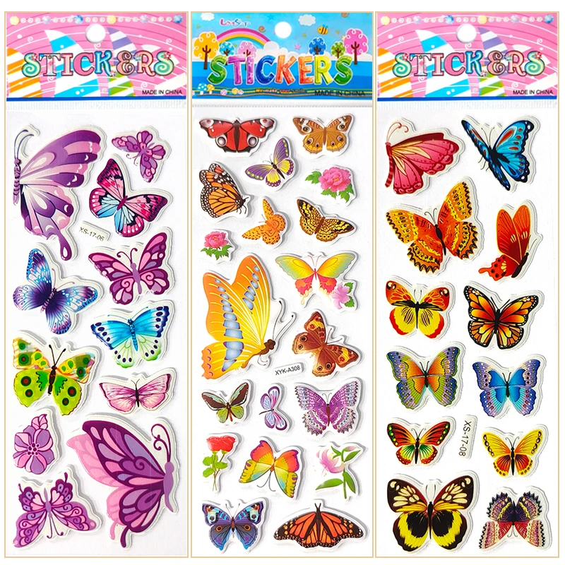 Pegatinas 3D hinchadas de mariposas y flores para niños - imagen 5