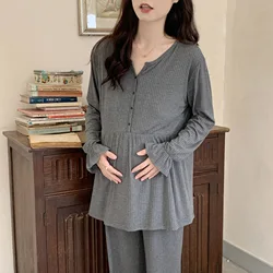 Conjunto pijama lactancia manga larga Modal para embarazadas otoño