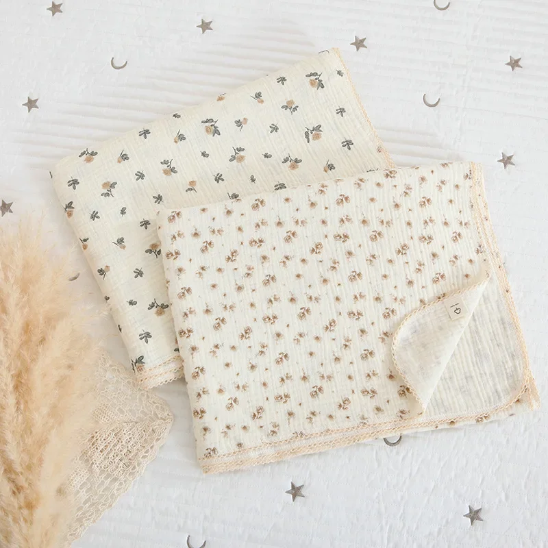 Manta envolvente de muselina de algodón para bebé – Estampado floral - imagen 2