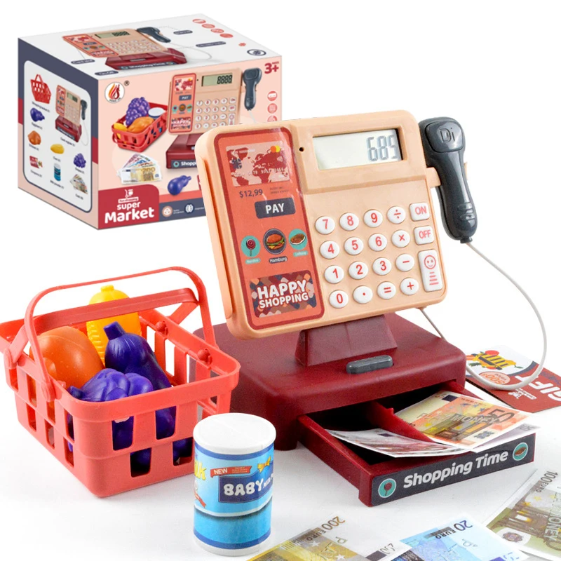 Juego de caja registradora de supermercado, juguete de simulación, rompecabezas eléctrico, casa de juguete, cálculo de comida en miniatura, regalo para niños - imagen 5