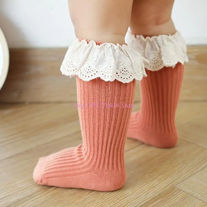 Calcetines antideslizantes para bebé con encaje y volantes - imagen 5