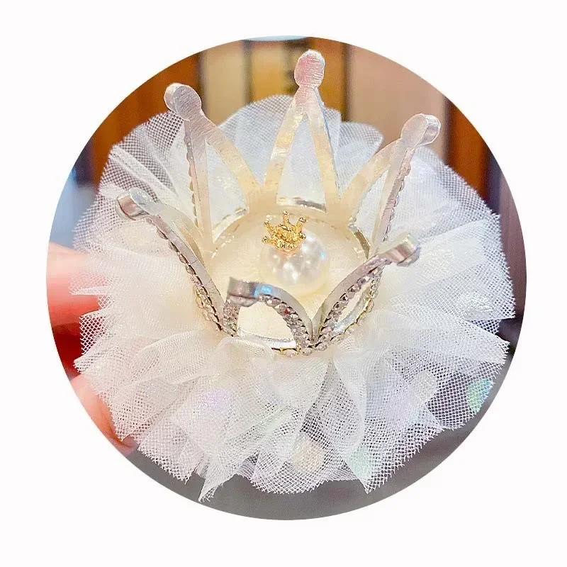 Horquillas de corona de malla para niñas, tocado con pinza para el pelo de corona para niños, no daña el cabello, accesorios para el cabello para niñas, regalo de cumpleaños - imagen 5
