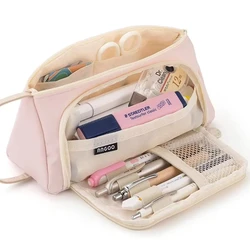 Bolsa de lápices escolar Kawaii con ventana oblicua