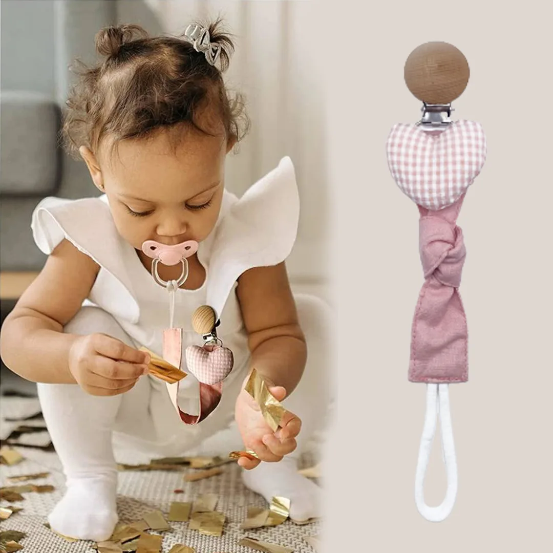 Clip para chupete de bebé recién nacido, bonito oso de dibujos animados, estrella, algodón, cadena para chupete infantil, chupete para pezones, soporte para chupete, Material ecológico - imagen 2