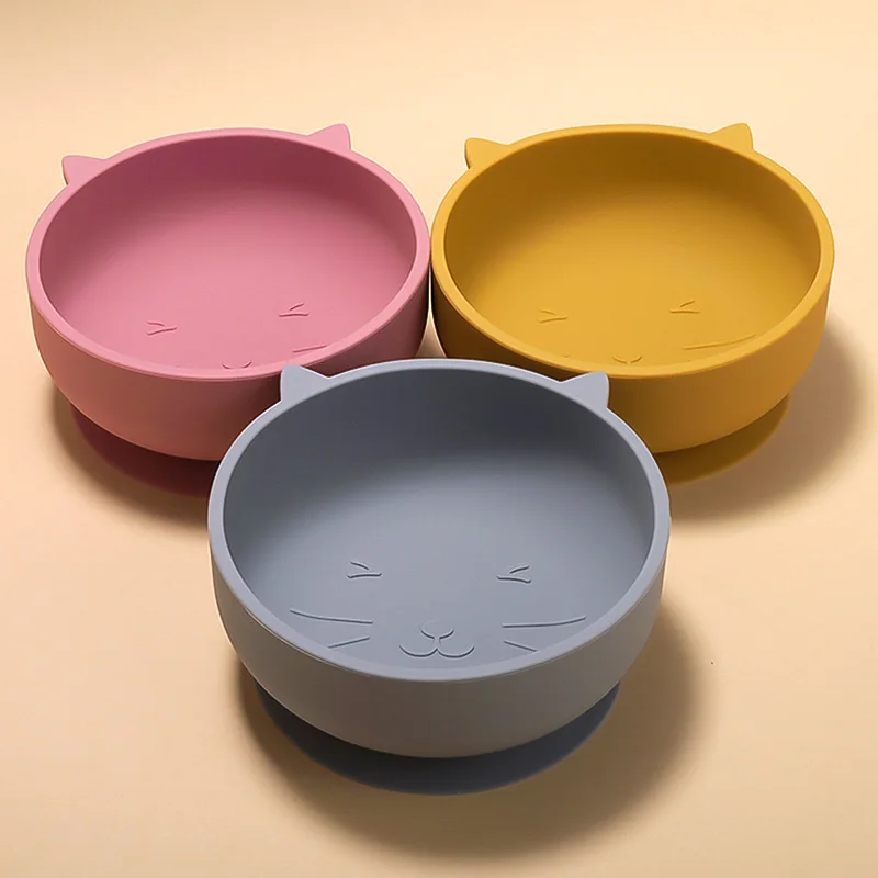 Cuenco de silicona con succión para bebé – Gato retro entrenamiento - imagen 5