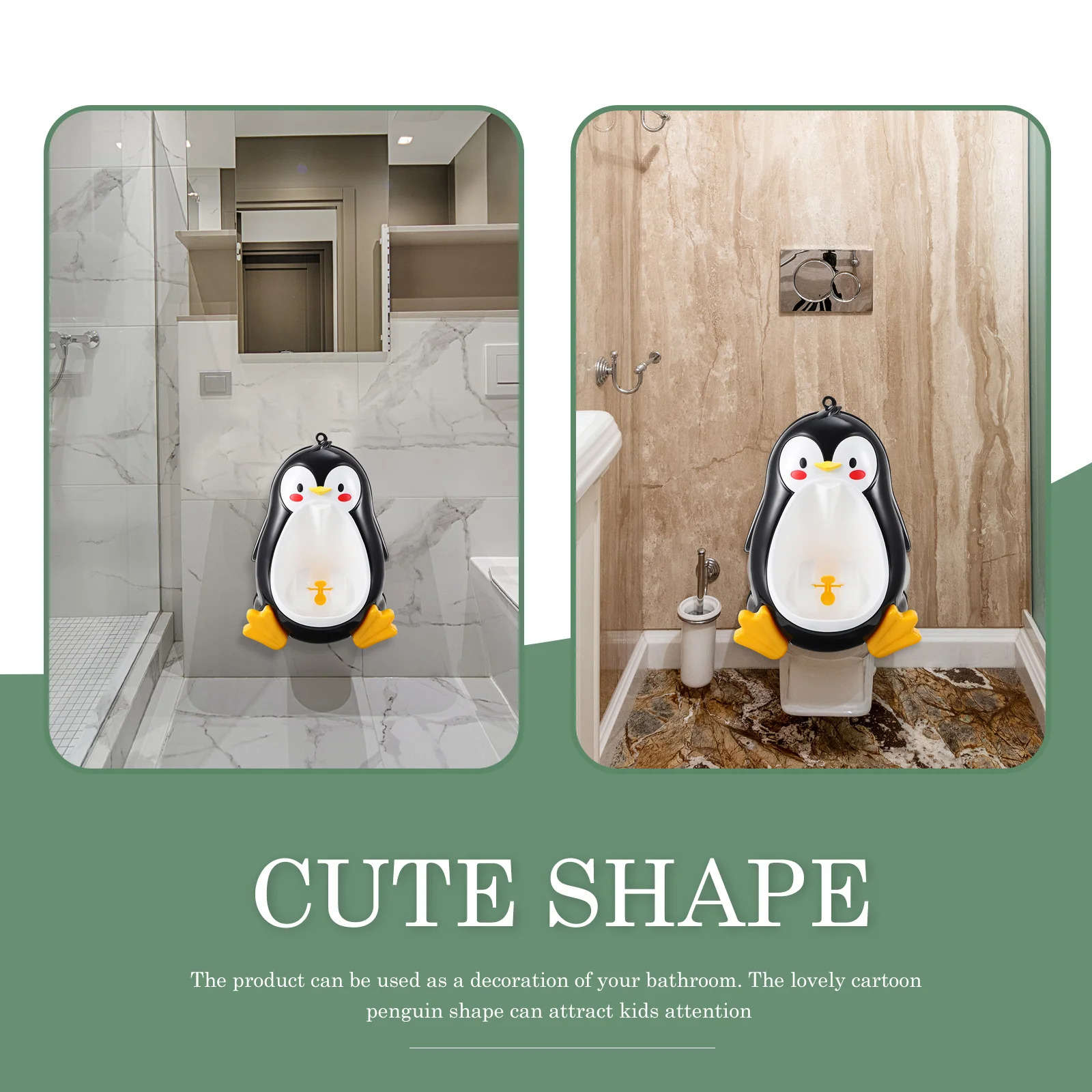 Urinario de pingüino para niños, Material Pp Premium, fácil instalación, rotación de molino de viento, orinal de animales de dibujos animados montado en la pared, 1 ud.
