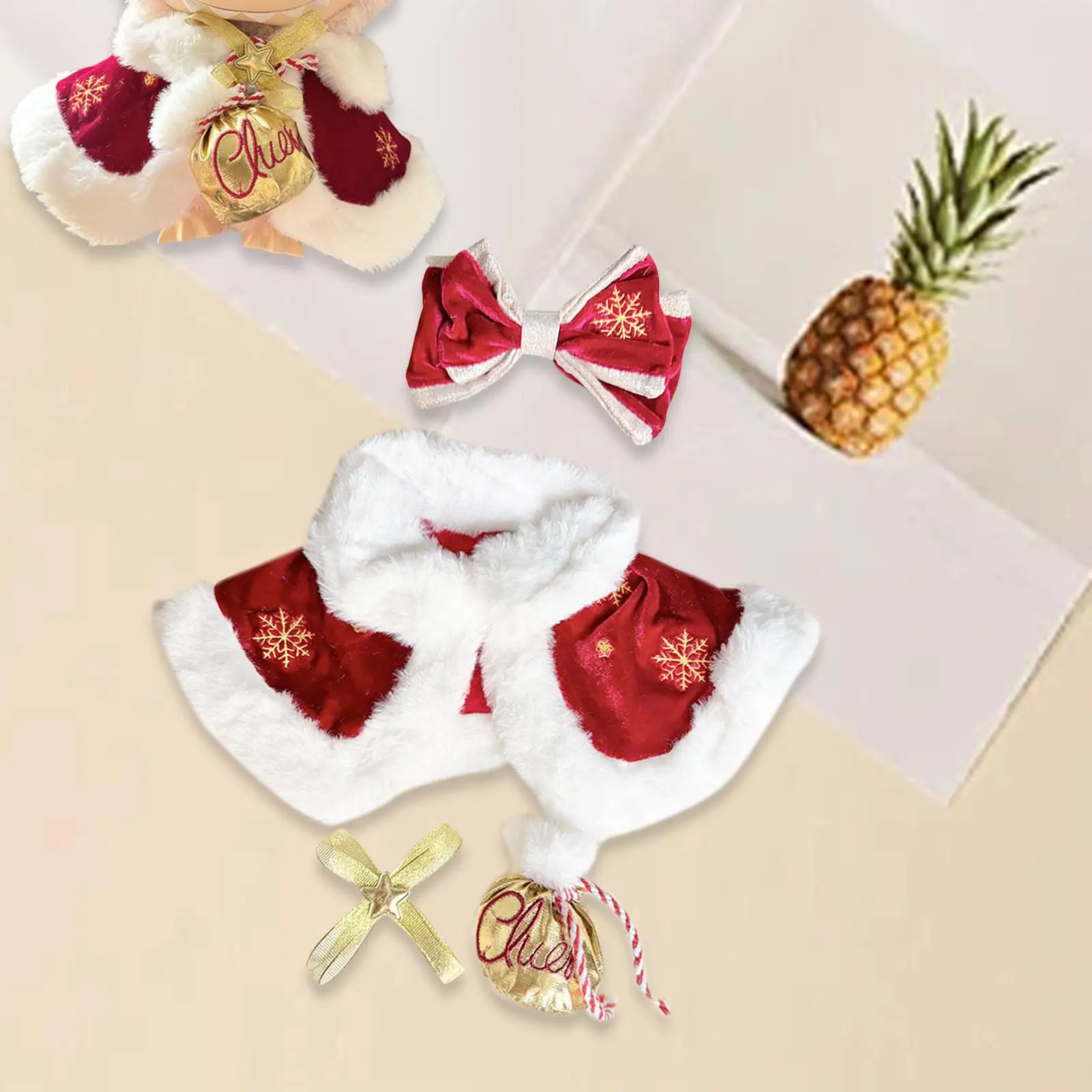4Pcs Fashion Dolls cape and Hair Clip and Bag Bow for 15inch Dolls Dress up