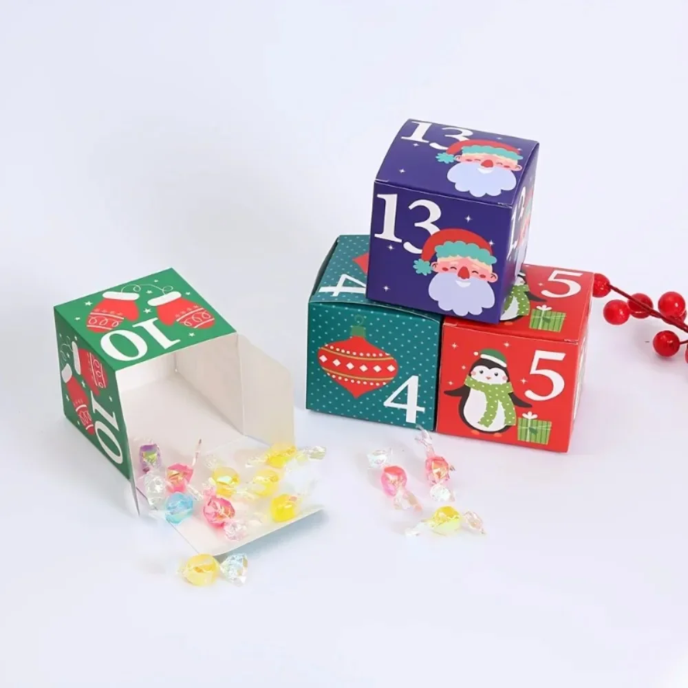 24 Uds. Cajas de calendario de Adviento de Navidad DIY calendario de cuenta regresiva de 24 días regalo para adultos niños cajas de números de cartón de Navidad - imagen 3
