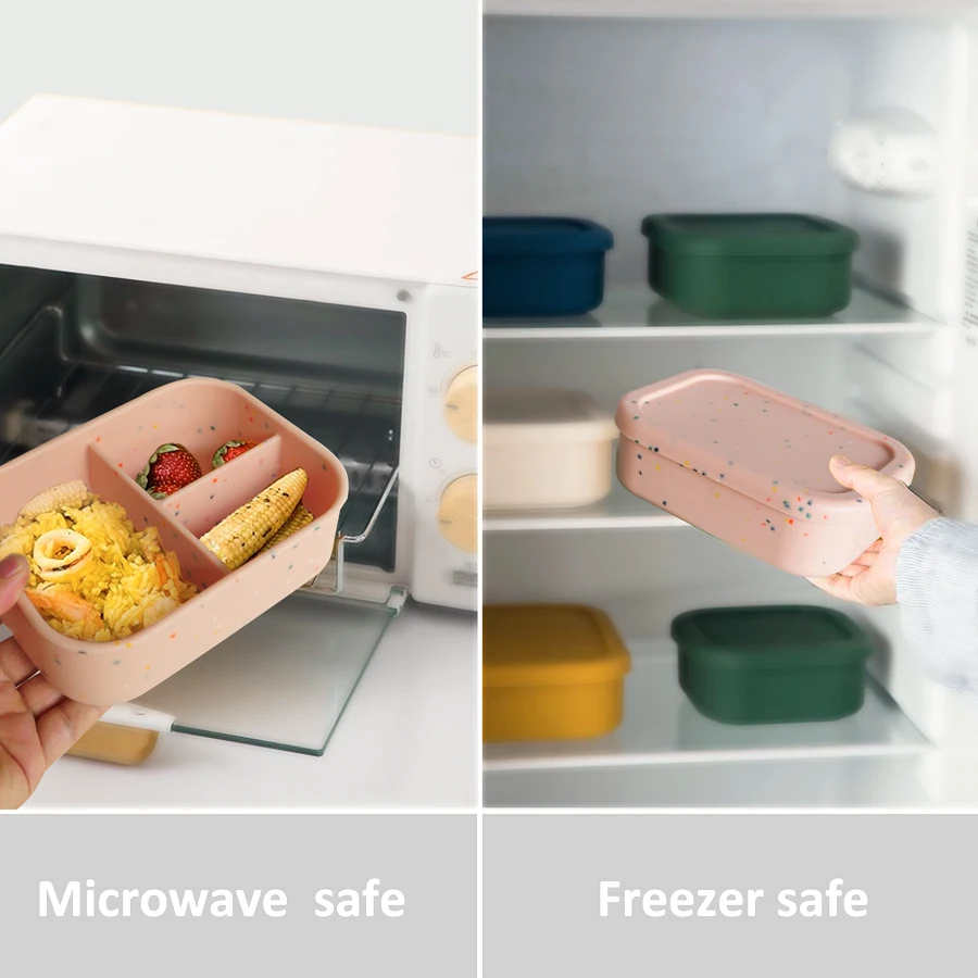 Color KidSilicone tazón portátil fiambrera para bebé microondas Bento caja alimentación contenedor de alimentos frescos alimentación vajilla para niños - imagen 5