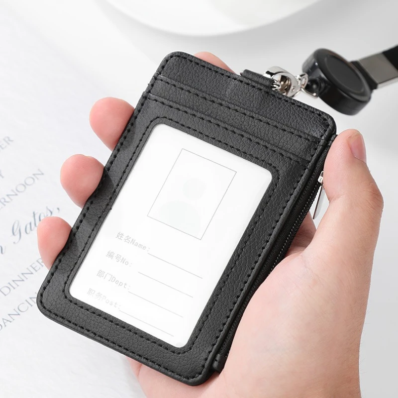 Portatarjetas de identificación de trabajo retráctil, hebilla de cordón, Control de acceso, funda para pase de estudiante, tarjetero para tarjetas de visita, tarjetero para tarjetas de crédito bancarias