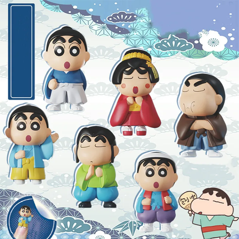 JANDOOM Crayon Shin-Chan figura de acción de dibujos animados Anime muñeca de grano modelo periférico caja ciega juguetes adornos niños regalos de Festival - imagen 4