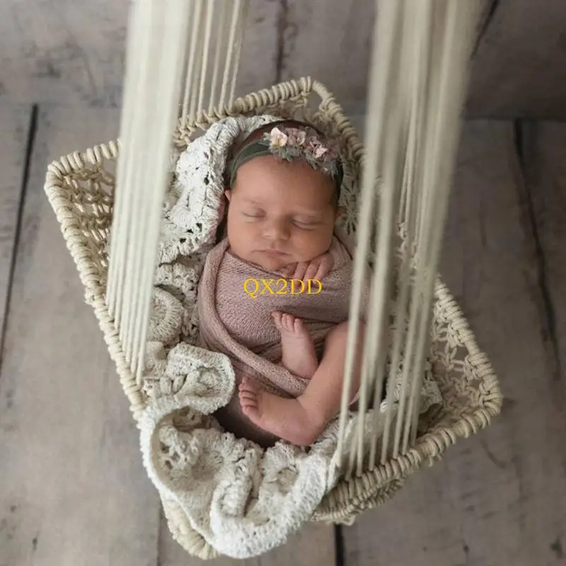 QX2D Hamaca Cama Colgante para Recién Nacidos Niños Niñas Accesorios Fotografía Asiento Columpio para Bebé Foto Memorable - imagen 4