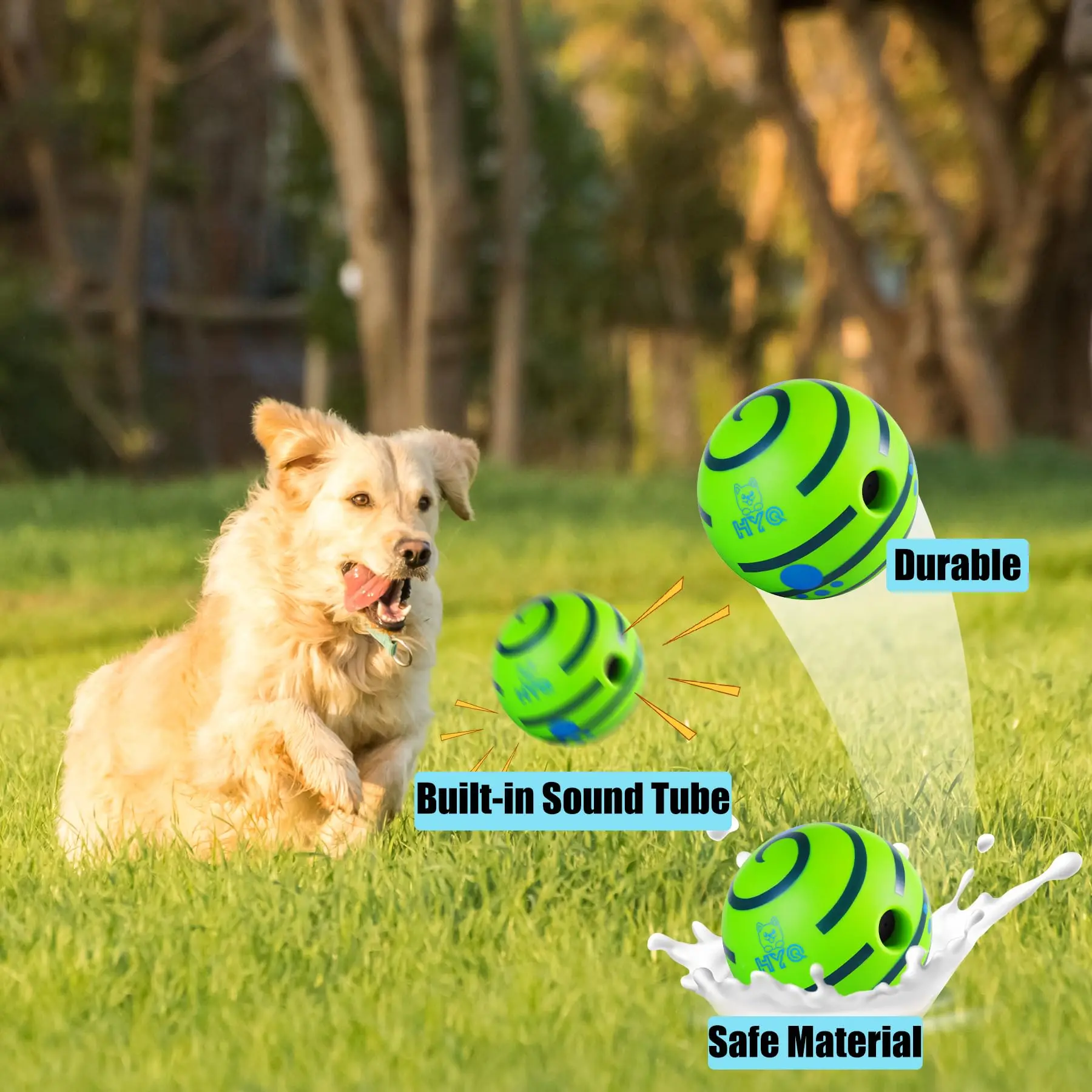 Pelota interactiva para perros con sonido Giggle, pelota de entrenamiento para mascotas, duradera, resistente a masticar para perros pequeños y grandes, juego de buscar al aire libre
