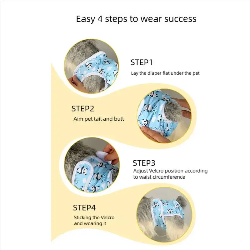 3 piezas de pañales con borde de falda para perro + 1 juego combinado de bolsa de almacenamiento - Reutilizable Lavable, Color sólido Lindo vestido para mascotas - imagen 3