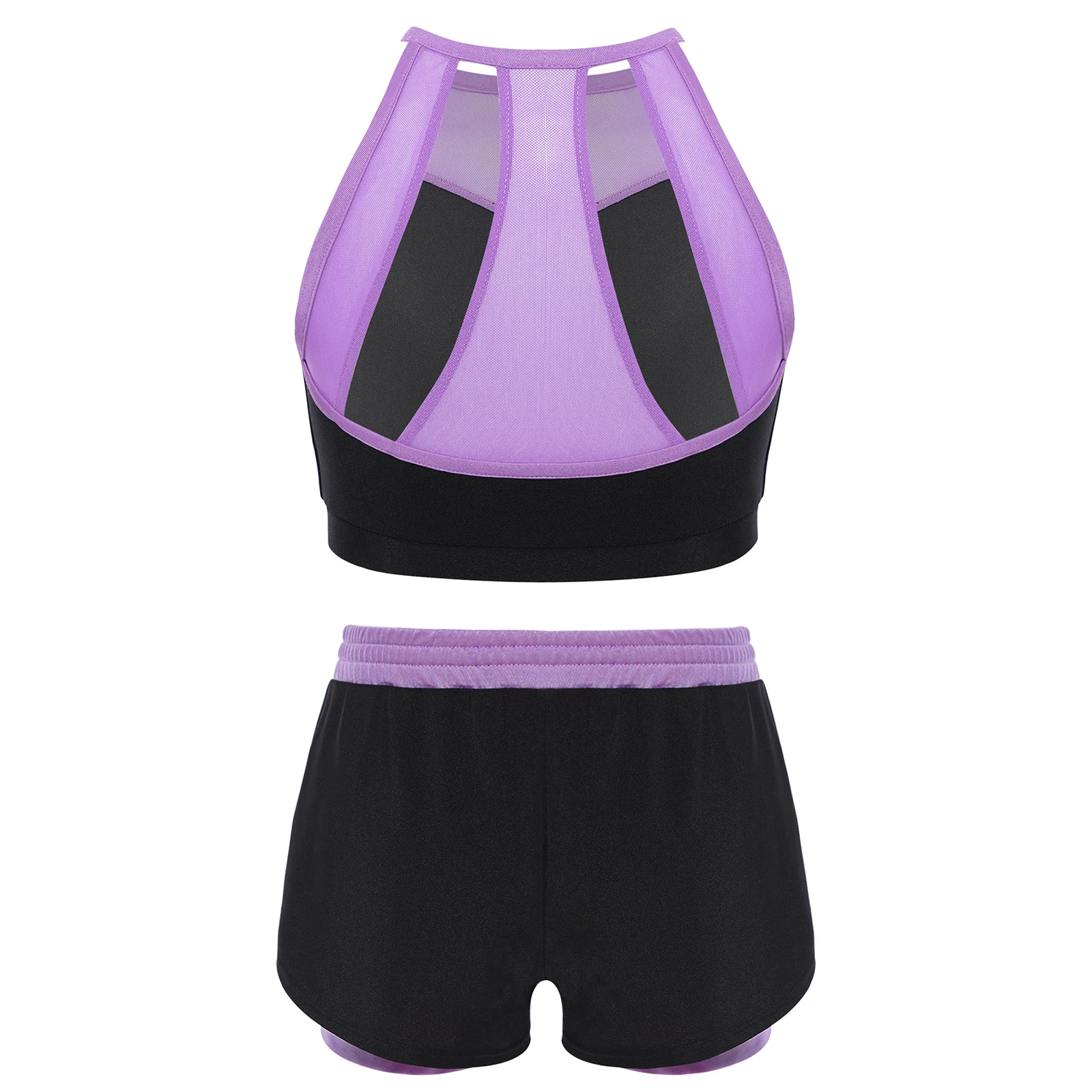 Conjunto de baile de Ballet para niñas, trajes deportivos, Top corto sin mangas con calzoncillos tipo bóxer para gimnasios, entrenamiento, danza, ejercicio, Yoga, correr - imagen 3