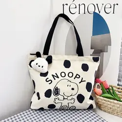 Bolso de lona Snoopy, bolso de alta capacidad, bolso de lona, bolso bonito de dibujos animados Snoopy para mujer, bolso de mano de ocio impreso, regalos