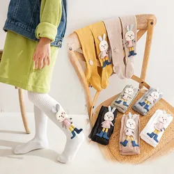 Pantimedias de algodón con conejo para niñas