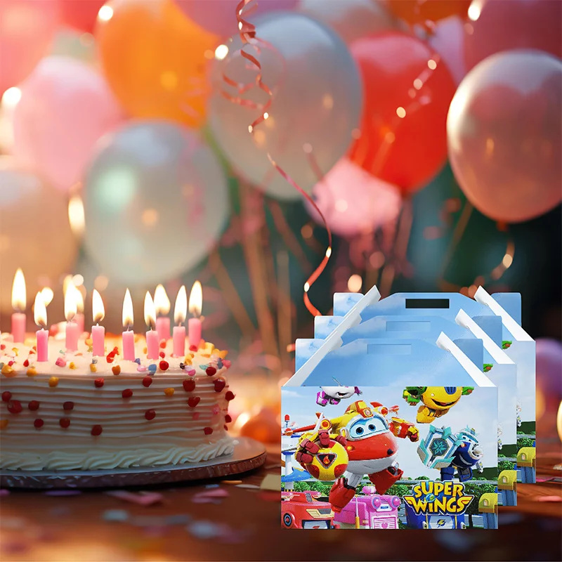Caja de galletas y dulces de papel plegable DIY con tema de dibujos animados de Super Wings, caja sorpresa de cumpleaños, decoración creativa para Baby Shower para niños - imagen 4