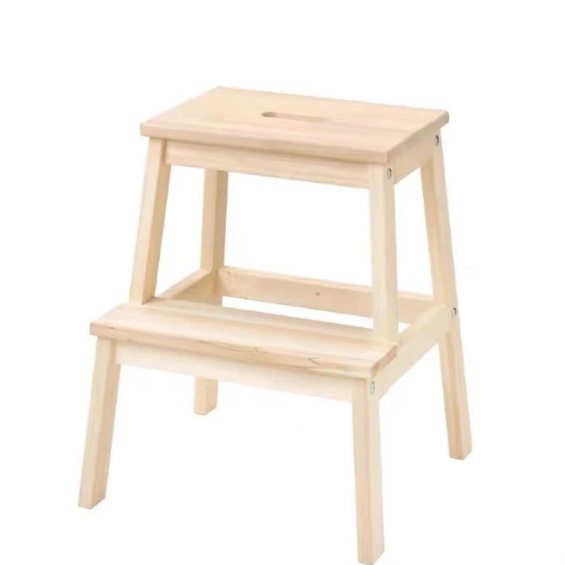 Taburete de dos niveles de madera maciza, taburete de baño, reposapiés antideslizante para adultos y niños, pintura estable y duradera y ecológica - imagen 3