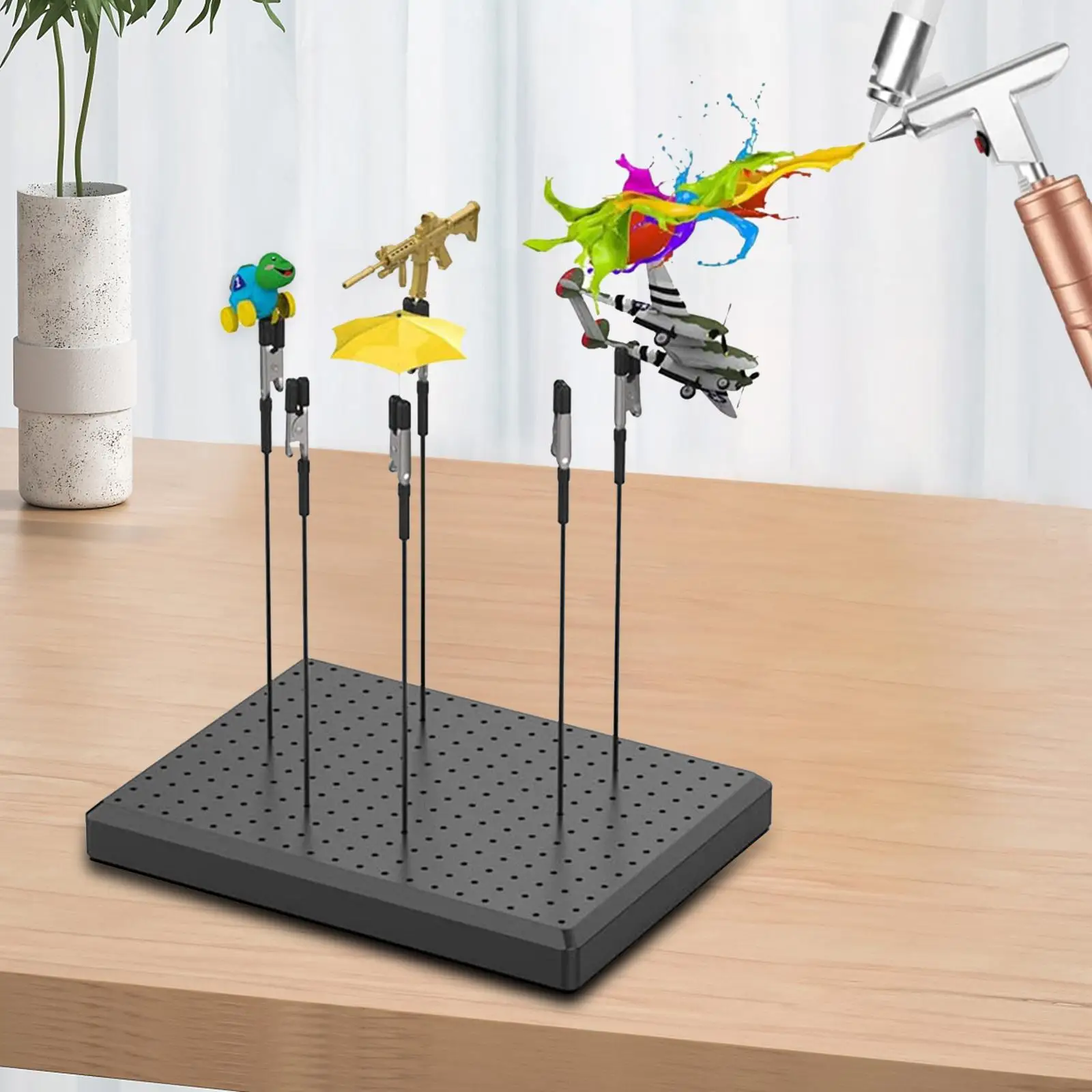 Painting Stand Base Holder and 10Pcs Alligator Clip Sticks Set Accessories