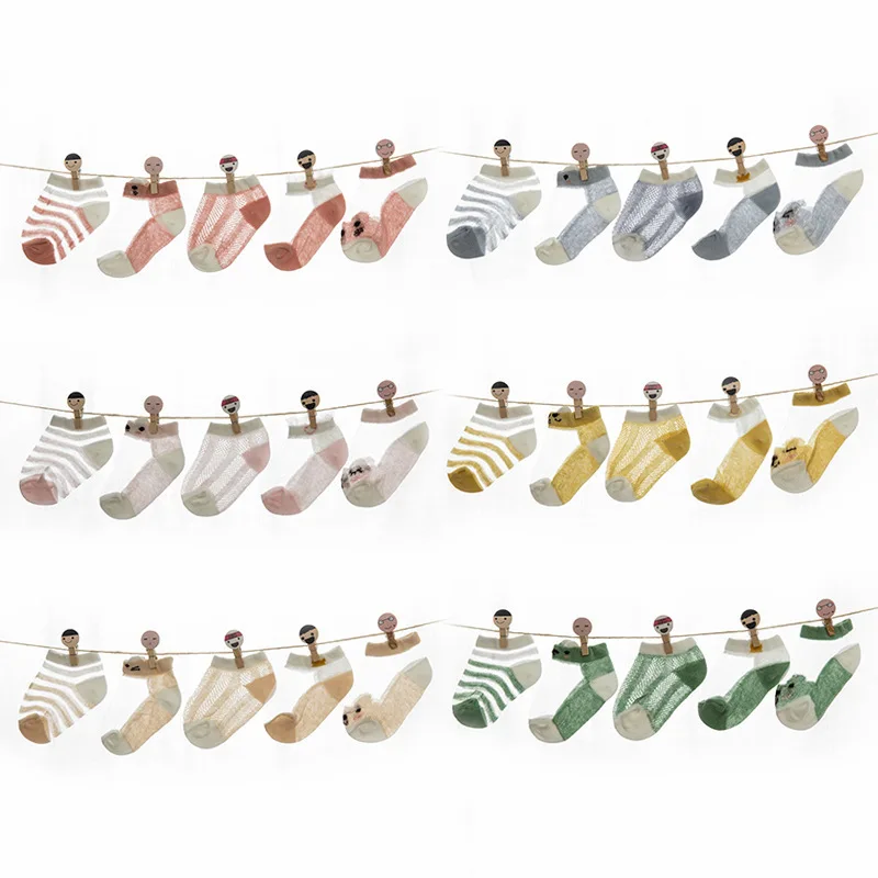 Calcetines de algodón fino para bebé, medias de corte bajo, de seda de hielo, para verano, 5 pares - imagen 5