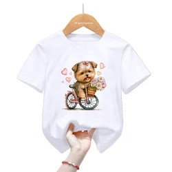 Camiseta infantil estampado animal Kawaii Harajuku - acuarela Yorkie